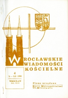 Wrocławskie Wiadomości Kościelne. R. 43 (1990), nr 4