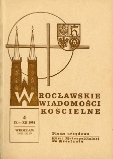 Wrocławskie Wiadomości Kościelne. R. 44 (1991), nr 4