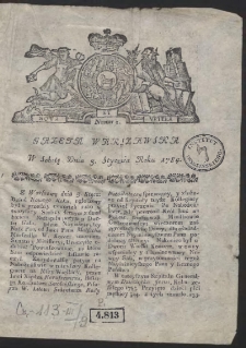 Gazeta Warszawska. R.1784 Nr 1