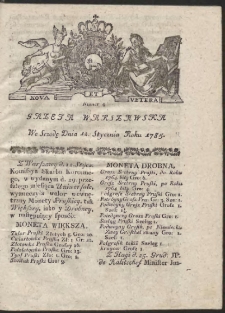 Gazeta Warszawska. R.1785 Nr 4