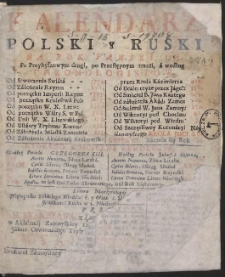 Kalendarz Polski y Ruski Na Rok […] 1755 […] / Przez […] Stanisława z Łazów Dunczewskiego […] Wyrachowany