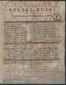Kalendarz Polski y Ruski Na Rok […] 1758 […] / Przez […] Stanisława z Łazów Dunczewskiego […] Wyrachowany