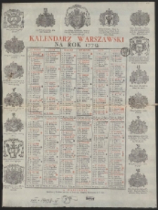 Kalendarz Warszawski Na Rok 1779