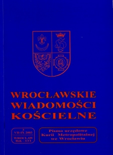 Wrocławskie Wiadomości Kościelne. R. 56 (2003), nr 3