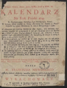 Kalendarz N&aacute; Rok P&aacute;ński 1719. [&hellip;]