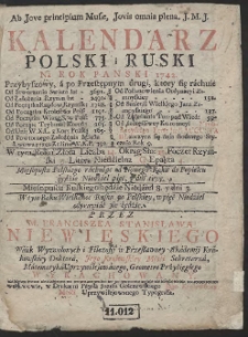Kalendarz Polski i Ruski N&aacute; Rok Panski 1742. [&hellip;]