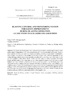 Blasting control and monitoring system for safety improvement during blasting operation. A case study in Guilaizhuang gold mine