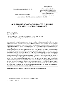 Sequencing of ore columns for planning of large underground mines
