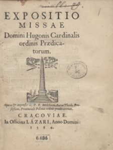 Expositio Missae Domini Hugonis ordinis Praedicatorum