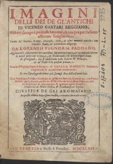 Imagini Delli Dei De Gl'antichi Di Vincenzo Cartari Reggiano […]