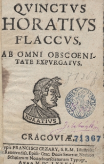 Quinctus [sic] Horatius Flaccus Ab Omni Obscoenitate Expurgatus