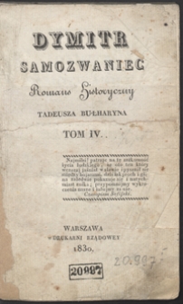 Dymitr Samozwaniec : romans historyczny. Tom IV