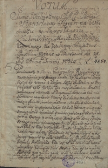 Votum Jaśnie Wielmożnego JMci Stanisława [Herakliusza] Lubomierskiego marszałka wielkiego koronnego na walnym Senatus Consilium miane w Warszawie die 28 Mai Anno Domini MDCC