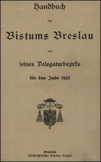 Handbuch des Bistums Breslau und seines Delegaturbezirks für das Jahr 1922