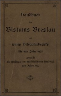 Handbuch des Bistums Breslau und seines Delegaturbezirks für das Jahr 1923