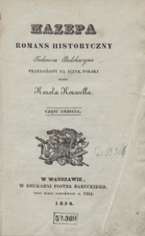Mazepa : romans historyczny Tadeusza Bułcharyna. Część trzecia
