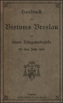 Handbuch des Bistums Breslau und seines Delegaturbezirks für das Jahr 1928