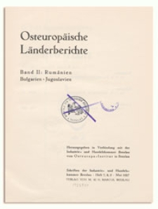 Osteuropäische Länderberichte. Bd. 2, Rumänien, Bulgarien, Jugoslavien