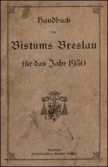 Handbuch des Bistums Breslau für das Jahr 1930
