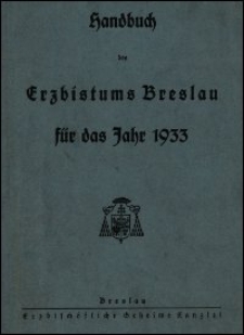 Handbuch des Erzbistums Breslau für das Jahr 1933