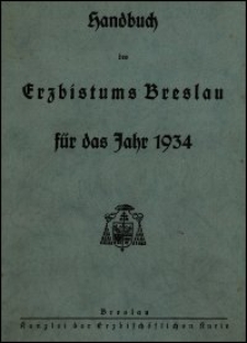 Handbuch des Erzbistums Breslau für das Jahr 1934