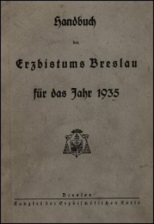 Handbuch des Erzbistums Breslau für das Jahr 1935