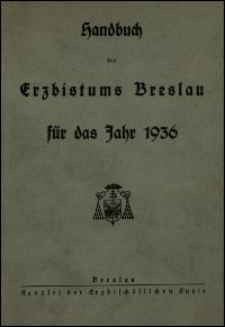 Handbuch des Erzbistums Breslau für das Jahr 1936