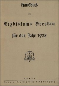 Handbuch des Erzbistums Breslau für das Jahr 1938