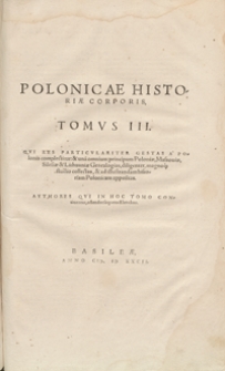 Polonicae Historiae Corporis Tomus III. - War. A