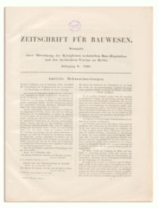 Zeitschrift für Bauwesen, Jr. X, 1860, H. [1]