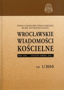 Wrocławskie Wiadomości Kościelne. R. 63 (2010), nr 1