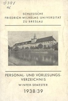 Personal- und Vorlesungs-Verzeichnis : Winter-Semester 1938/39