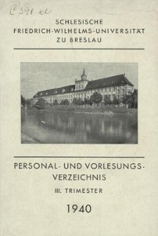 Personal- und Vorlesungs-Verzeichnis : III. Trimester 1940