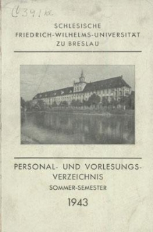 Personal- und Vorlesungs-Verzeichnis : Sommer-Semester 1943