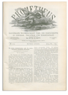 Prometheus : Illustrirte Wochenschrift über die Fortschritte in Gewerbe, Industrie und Wissenschaft. 3. Jahrgang, 1891, Nr 113