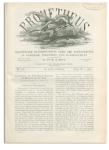 Prometheus : Illustrirte Wochenschrift über die Fortschritte in Gewerbe, Industrie und Wissenschaft. 3. Jahrgang, 1892, Nr 126