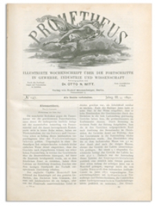 Prometheus : Illustrirte Wochenschrift über die Fortschritte in Gewerbe, Industrie und Wissenschaft. 3. Jahrgang, 1892, Nr 147