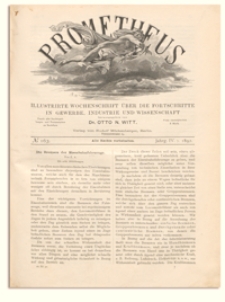 Prometheus : Illustrirte Wochenschrift über die Fortschritte in Gewerbe, Industrie und Wissenschaft. 4. Jahrgang, 1892, Nr 163