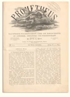 Prometheus : Illustrirte Wochenschrift über die Fortschritte in Gewerbe, Industrie und Wissenschaft. 4. Jahrgang, 1893, Nr 173