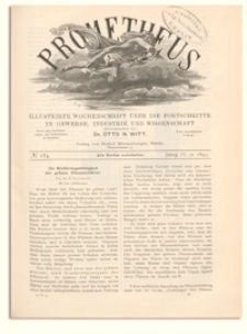 Prometheus : Illustrirte Wochenschrift über die Fortschritte in Gewerbe, Industrie und Wissenschaft. 4. Jahrgang, 1893, Nr 184
