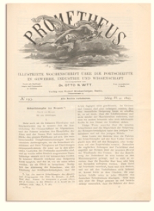 Prometheus : Illustrirte Wochenschrift über die Fortschritte in Gewerbe, Industrie und Wissenschaft. 4. Jahrgang, 1893, Nr 193